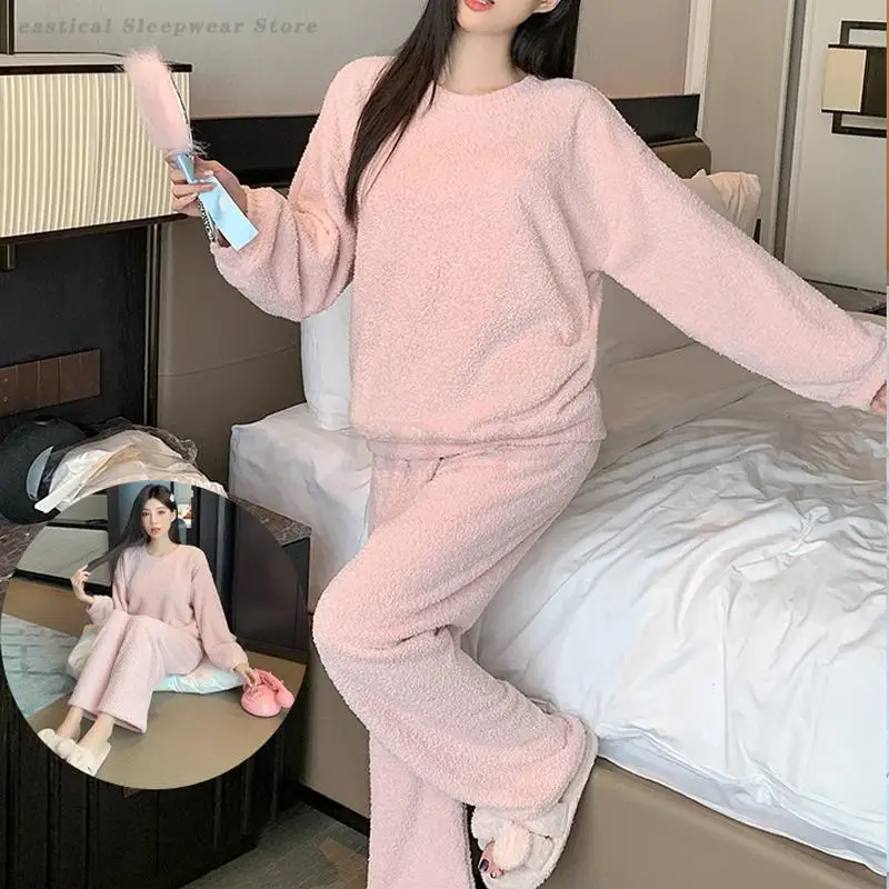 New Coral Fleece Women 2PCS Pajamas Set Long Sleeve Trouser Pijamas Suit Winter Thicken Warm Sleepwear Loose Home Clothes Pyjama
New Coral Fleece Women 2PCS Pajamas Set Long Sleeve Trouser Pijamas Suit Winter Thicken Warm Sleepwear Loose Home Clothes Pyjama
