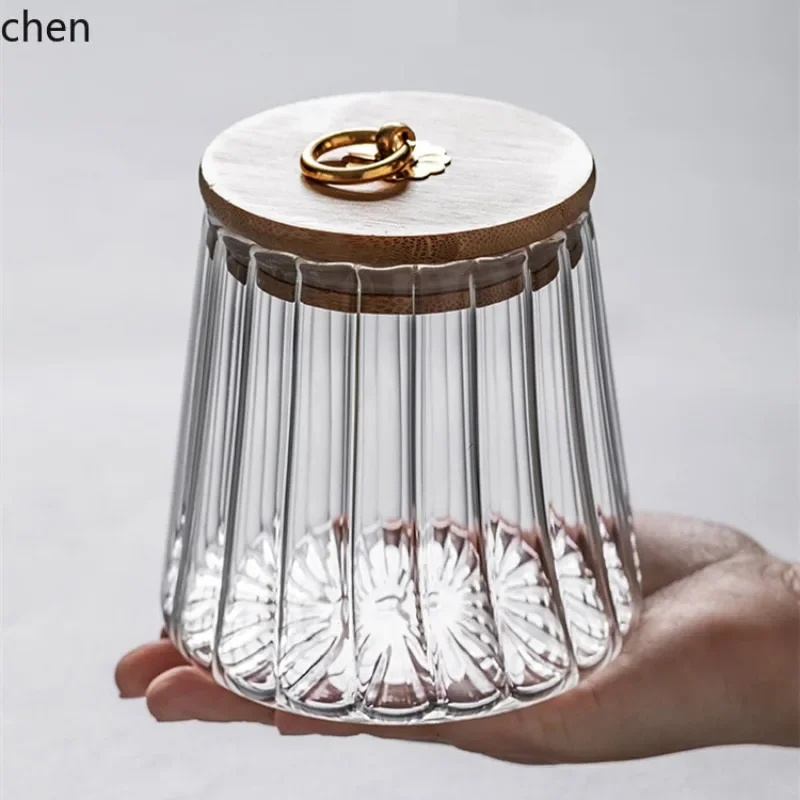 Z30- striped glass tea canister with bamboo lid, metal pull ring, airtight seal, transparent glass food storage jar for home use
Z30- striped glass tea canister with bamboo lid, metal pull ring, airtight seal, transparent glass food storage jar for home use