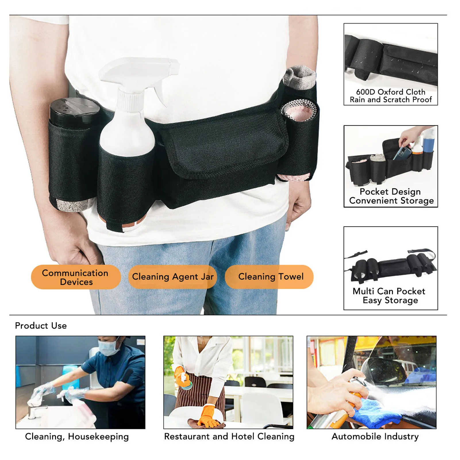 Multi Pocket Tool Belt with 4 Bottle Pockets Holders Adjustable Waist for Cleaning Gardening Supermarket and Commercial Work
Multi Pocket Tool Belt with 4 Bottle Pockets Holders Adjustable Waist for Cleaning Gardening Supermarket and Commercial Work