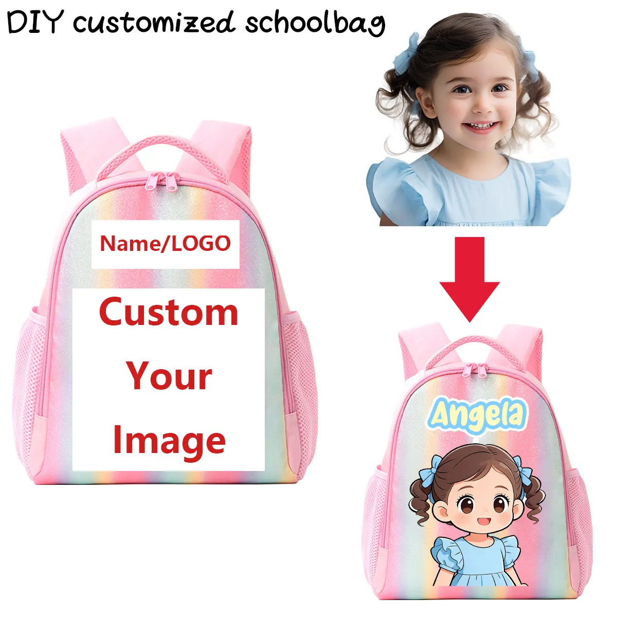 Рюкзак с индивидуальным дизайном: ваше фото, логотип, имя, мультяшный рисунок. Сумка для конфет, школьный ранец для детского сада и начальной школы, подарок для учеников.
Рюкзак с индивидуальным дизайном: ваше фото, логотип, имя, мультяшный рисунок. Сумка для конфет, школьный ранец для детского сада и начальной школы, подарок для учеников.