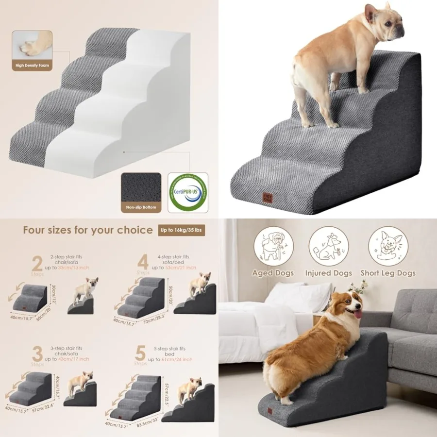 Curved Dog Stairs Ramp for High Beds 19.7" H, Dog Steps for Small Dogs and Cats, Pet Stairs for High Bed Climbing, Non-Slip Bal
Curved Dog Stairs Ramp for High Beds 19.7" H, Dog Steps for Small Dogs and Cats, Pet Stairs for High Bed Climbing, Non-Slip Bal