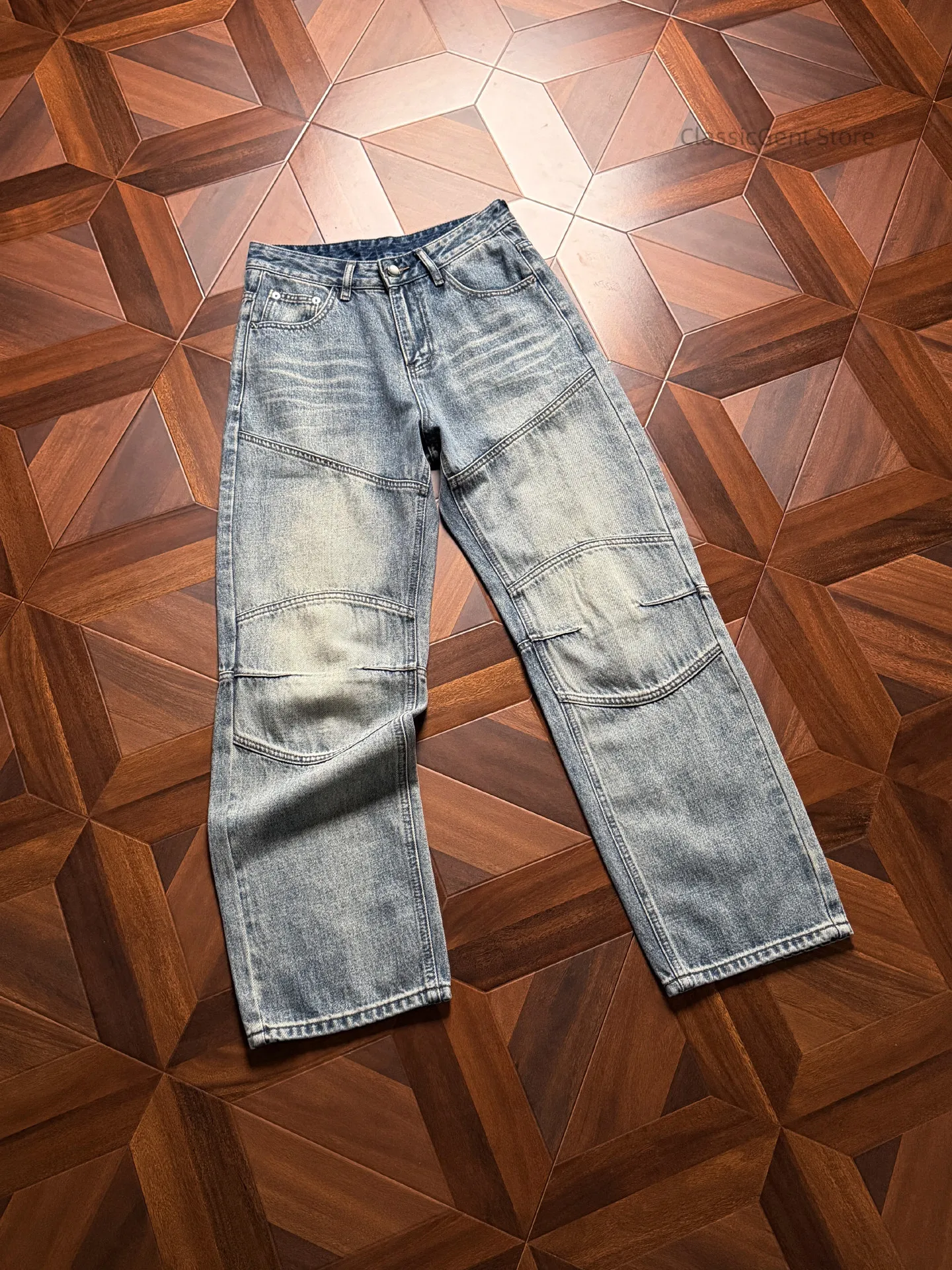 Tooling Double Track Line, Patched Retro Splice Straight 12.5 oz Jeans
Tooling Double Track Line, Patched Retro Splice Straight 12.5 oz Jeans
