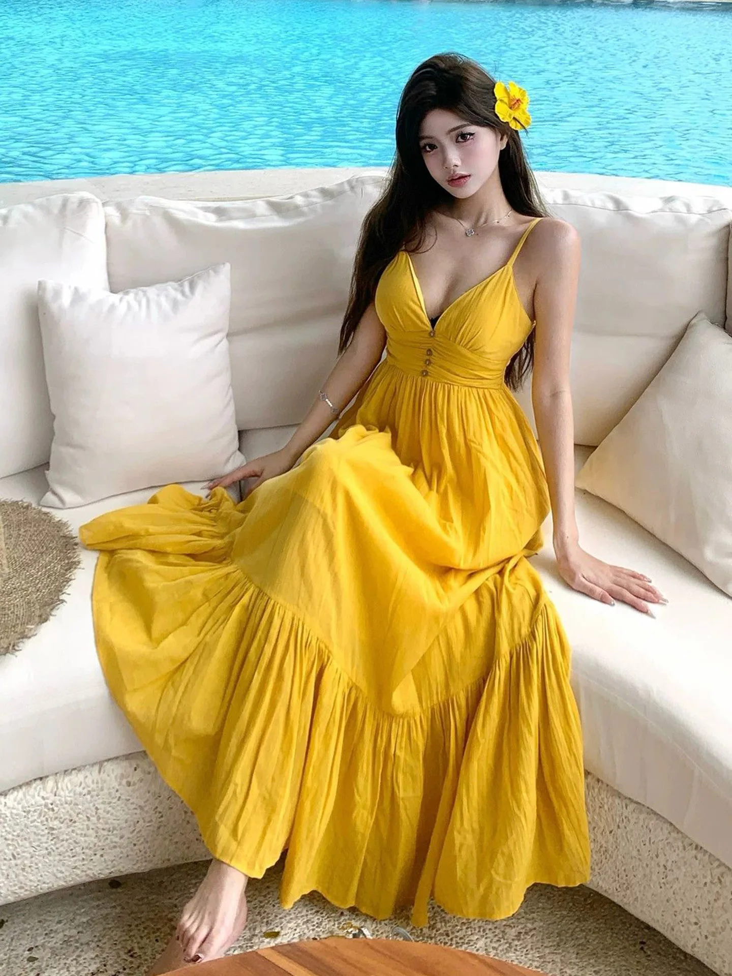 Beach Vacation Yellow Strapless Dress Women's Summer 2026 New Stylish Beautiful Waist-Cinched Long Dress Thai Style High Wais...
Beach Vacation Yellow Strapless Dress Women's Summer 2026 New Stylish Beautiful Waist-Cinched Long Dress Thai Style High Wais...