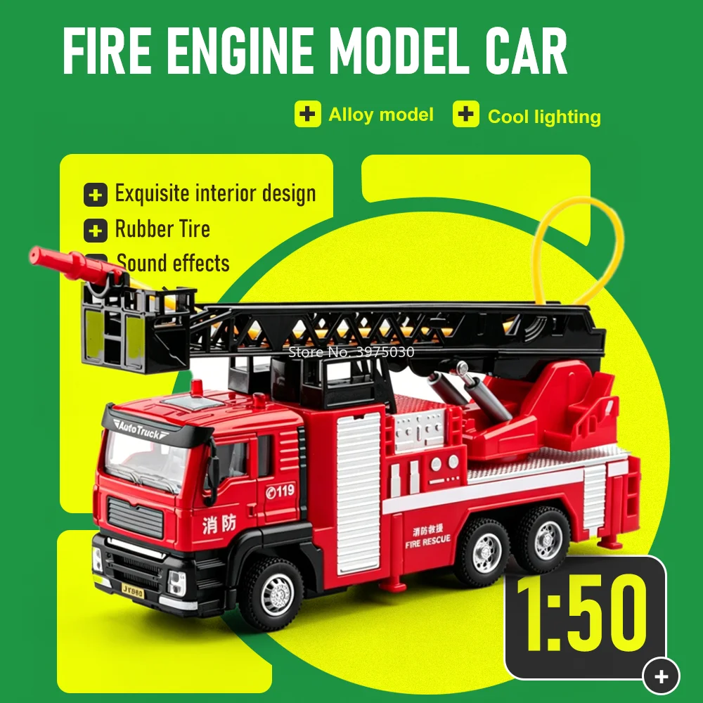 1:50 Fire Engine Miniature Alloy Diecast Model Toy Car with Sound Light Pull Back Rubber Tire Vehices Collectible Gift for Child
1:50 Fire Engine Miniature Alloy Diecast Model Toy Car with Sound Light Pull Back Rubber Tire Vehices Collectible Gift for Child