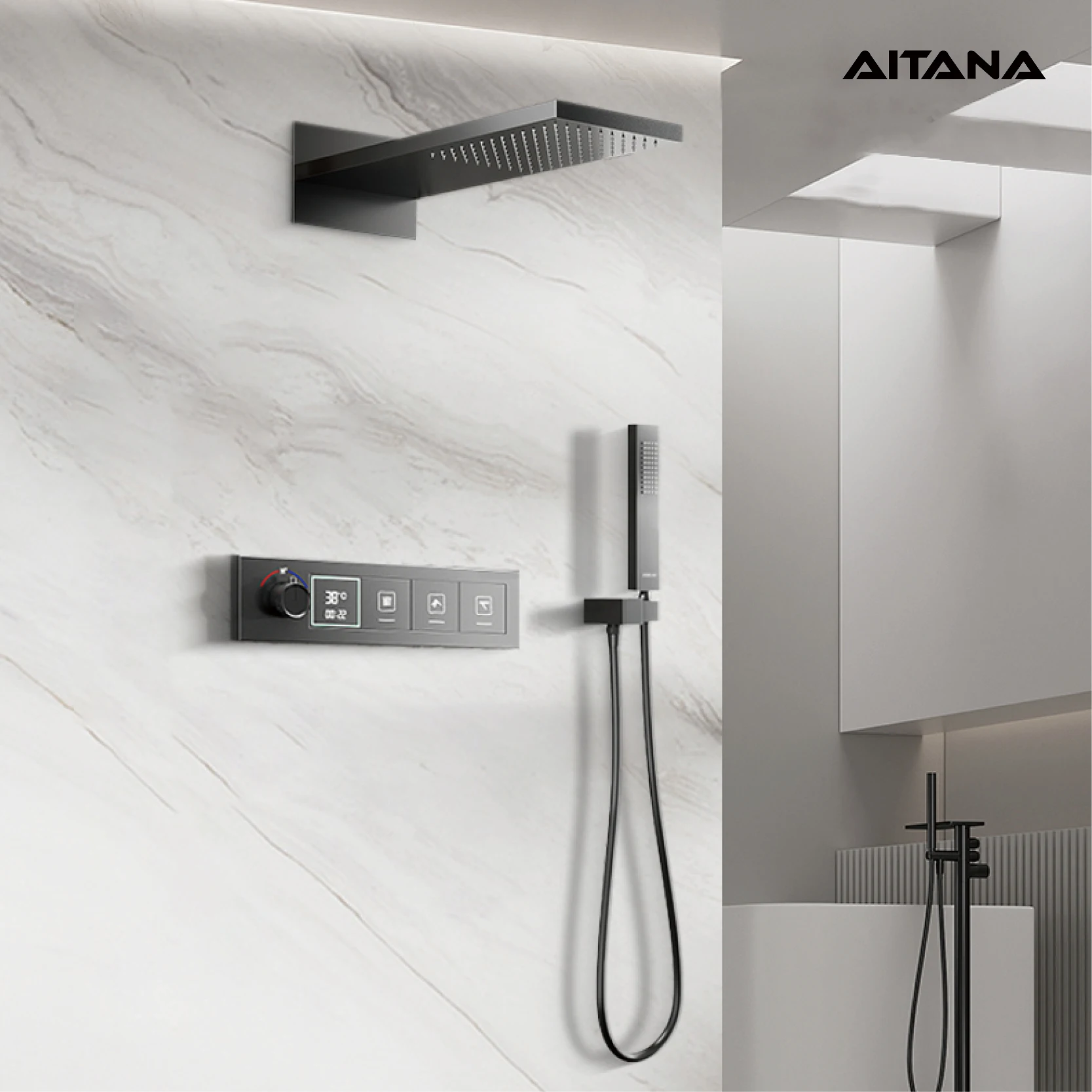 Luxury brass black constant temperature digital shower system with wall mounted design Modern bathroom faucet for hot&cold Water
Luxury brass black constant temperature digital shower system with wall mounted design Modern bathroom faucet for hot&cold Water
