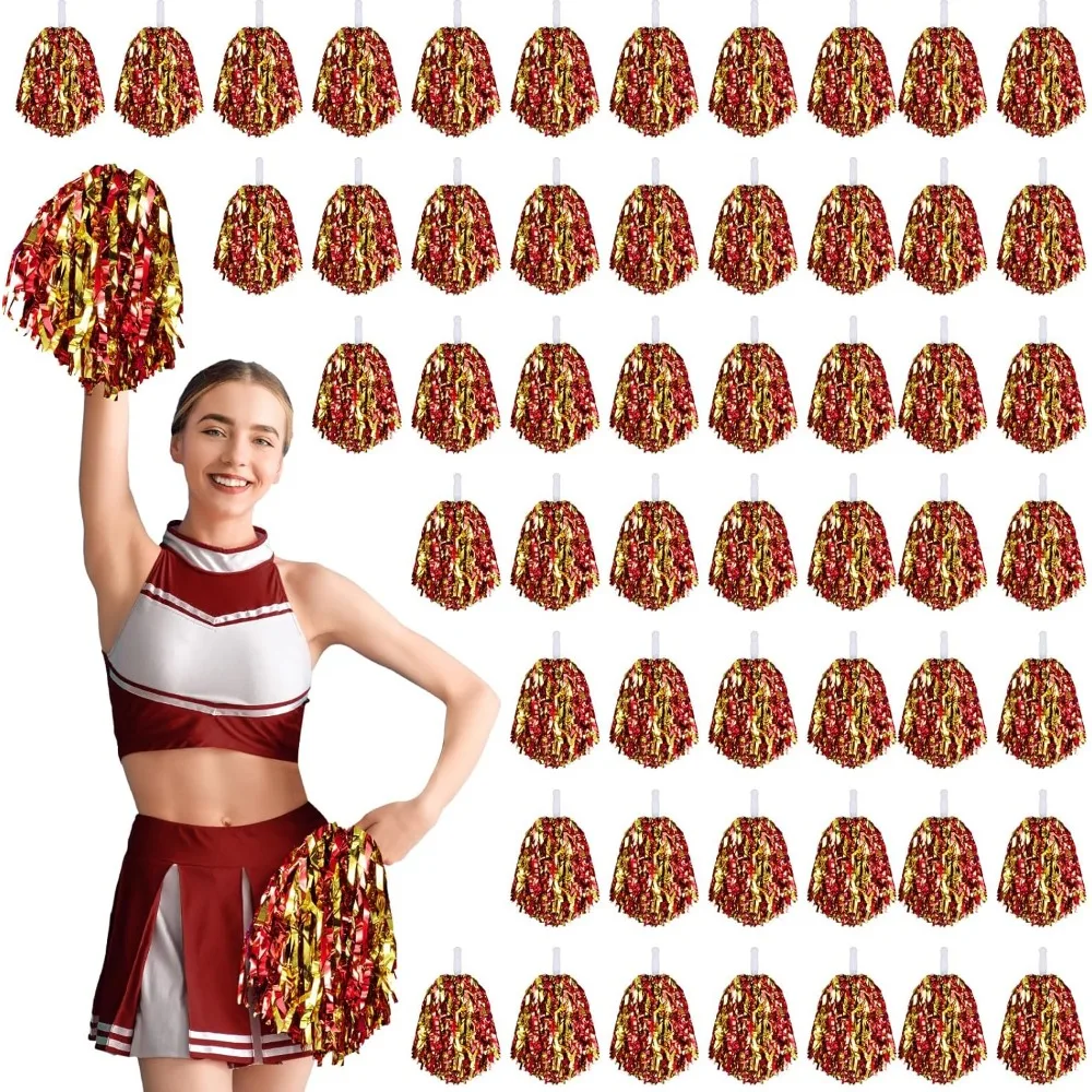 60 Pcs Cheerleading Pom Poms Cheering Pompoms Bulk Cheer Metallic Foil Pom with Baton Handle Plastic Poms Squad for Game Team
60 Pcs Cheerleading Pom Poms Cheering Pompoms Bulk Cheer Metallic Foil Pom with Baton Handle Plastic Poms Squad for Game Team