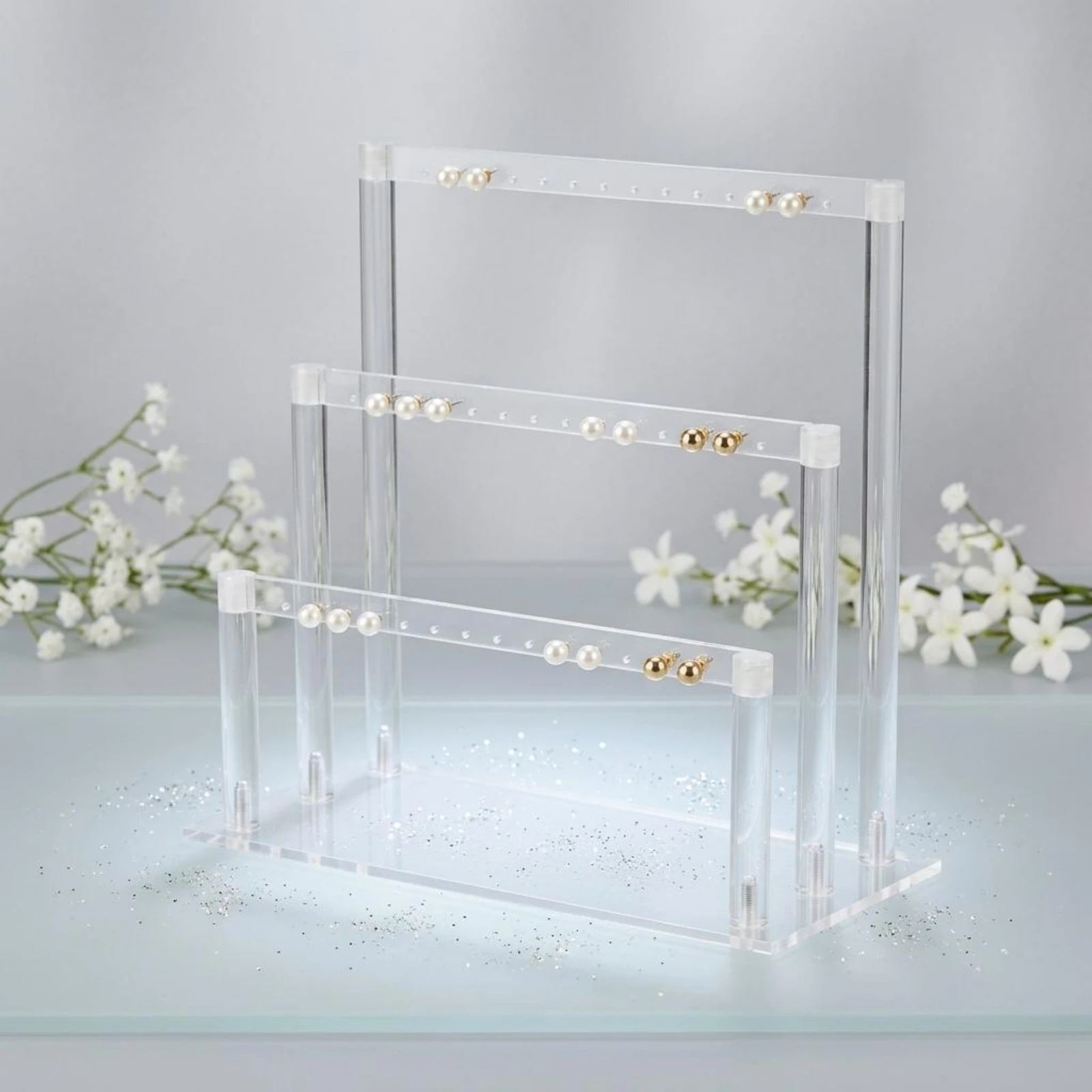 Three-Tier Earring Display Stand Easy to See Earring Display Rack Accessory Storage Space-Saving for Shop Window, Countertop
Three-Tier Earring Display Stand Easy to See Earring Display Rack Accessory Storage Space-Saving for Shop Window, Countertop