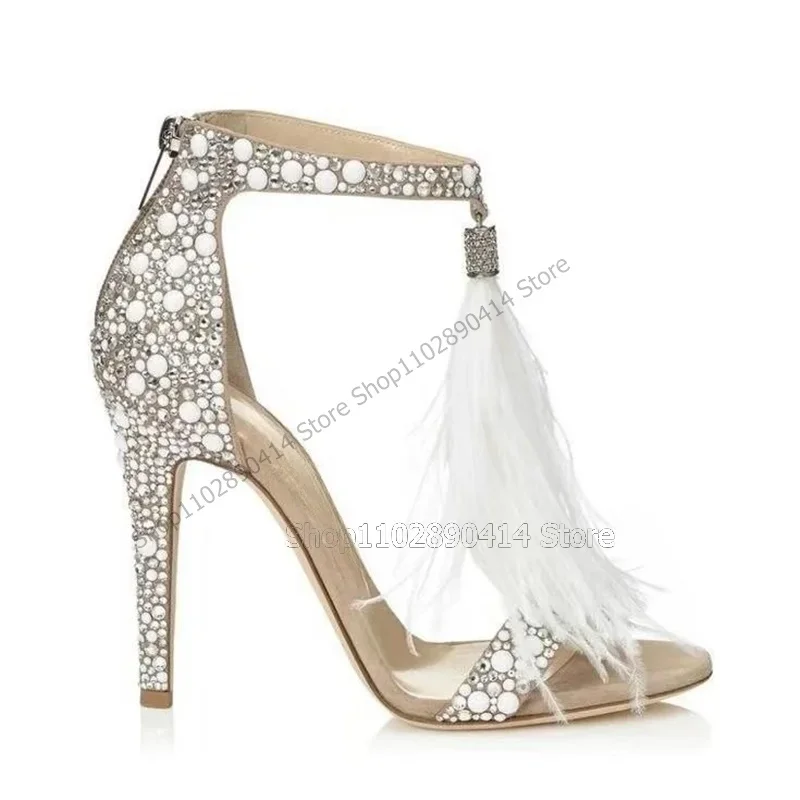 Feather Crystal Decor Open Toe Sandals Back Zipper Women Shoes Stilettos High Heels New Fashion Elegant 2023 Zapatos Para Mujere
Feather Crystal Decor Open Toe Sandals Back Zipper Women Shoes Stilettos High Heels New Fashion Elegant 2023 Zapatos Para Mujere