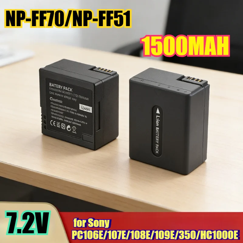 1500MAH 7.2V NP-FF70/NP-FF51 Li-ion Replacement Battery for Sony PC106E/107E/108E/109E/350/HC1000E Camcorders Power Supply
1500MAH 7.2V NP-FF70/NP-FF51 Li-ion Replacement Battery for Sony PC106E/107E/108E/109E/350/HC1000E Camcorders Power Supply