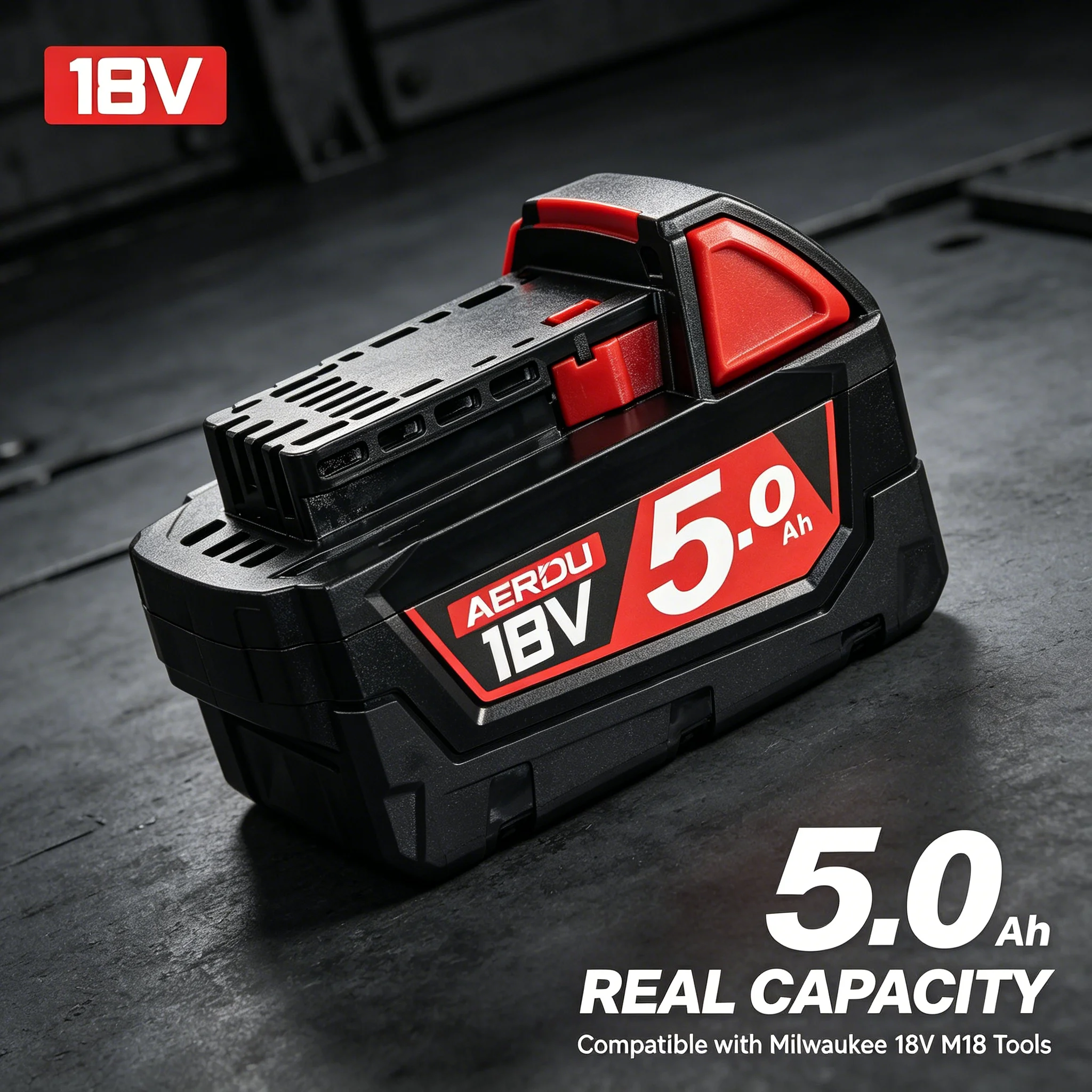 18V 5.0Ah Battery for Milwaukee, 100% Real Capacity Li-ion Replacement for Milwaukee 18V Tools
18V 5.0Ah Battery for Milwaukee, 100% Real Capacity Li-ion Replacement for Milwaukee 18V Tools