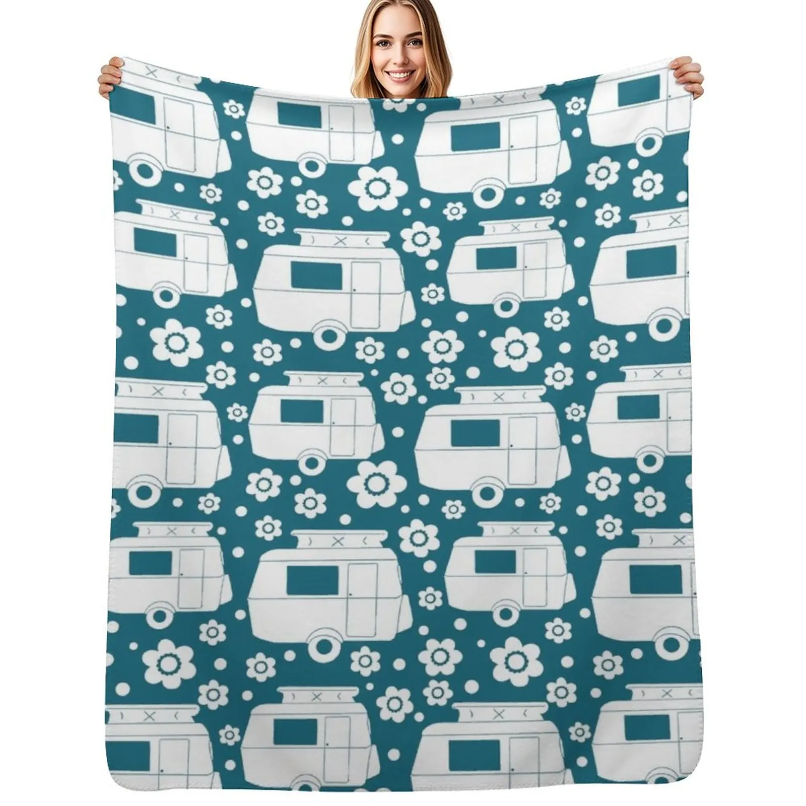 Daisy Polka Dot Vintage Caravan Pattern in Teal and White Throw Blanket Plaid Soft Plaid Sofa Beach Blankets
Daisy Polka Dot Vintage Caravan Pattern in Teal and White Throw Blanket Plaid Soft Plaid Sofa Beach Blankets