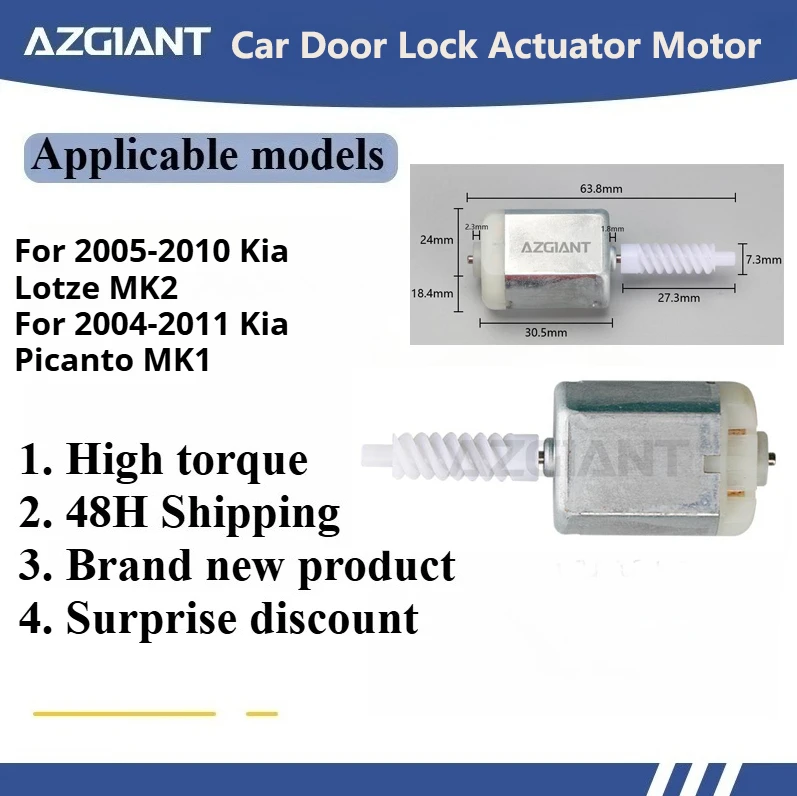 1pcs AZGIANT FC-280SC-20150 Front/Rear Door Lock Latch Actuator Left/Right motor for Kia Lotze MK2/Picanto MK1 Replacement Part
1pcs AZGIANT FC-280SC-20150 Front/Rear Door Lock Latch Actuator Left/Right motor for Kia Lotze MK2/Picanto MK1 Replacement Part
