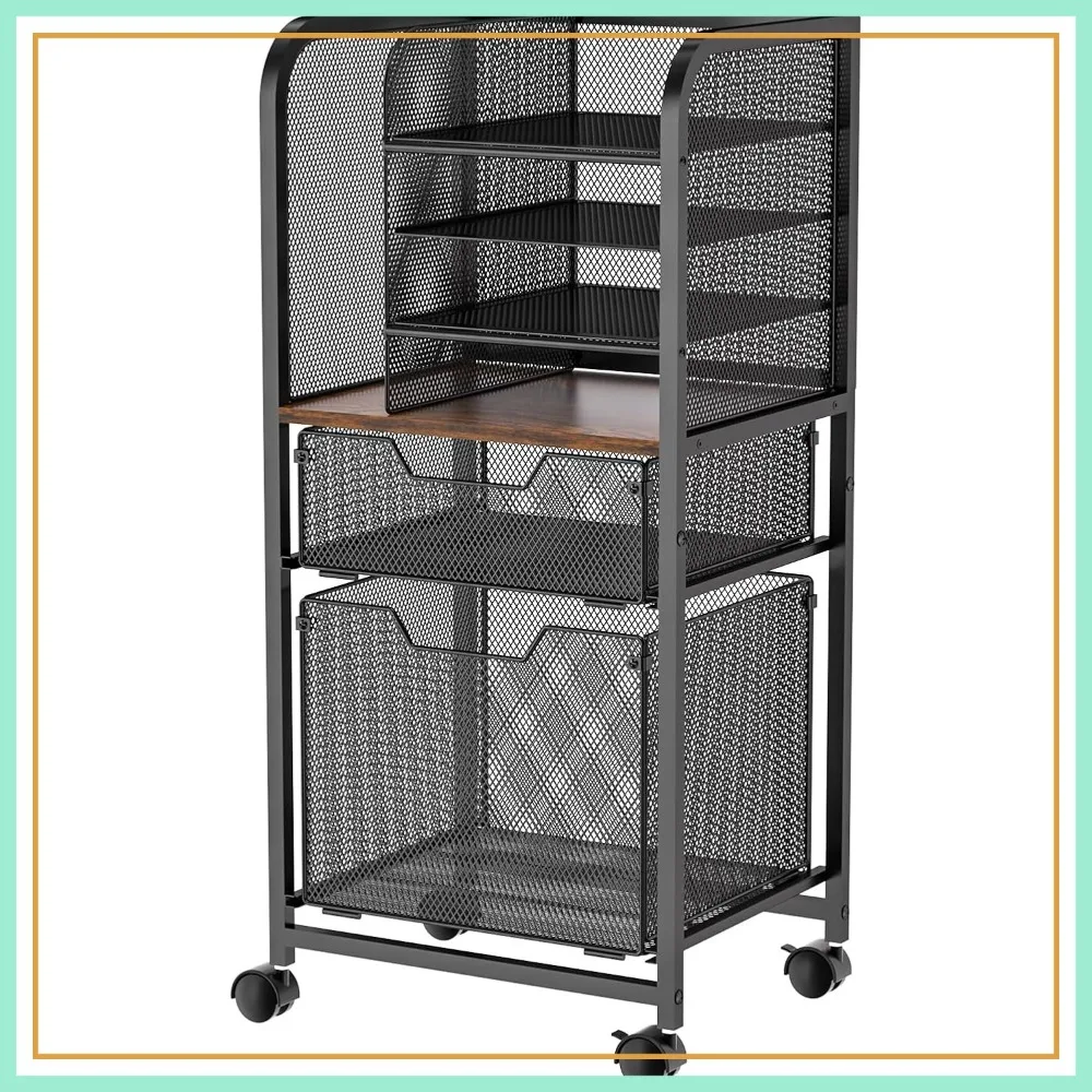 6-Tier Rolling File Cart with 2 Drawers, Mobile Filing Cabinet for Letter-Size Hanging Folders, Home Office Storage on Wheels
6-Tier Rolling File Cart with 2 Drawers, Mobile Filing Cabinet for Letter-Size Hanging Folders, Home Office Storage on Wheels