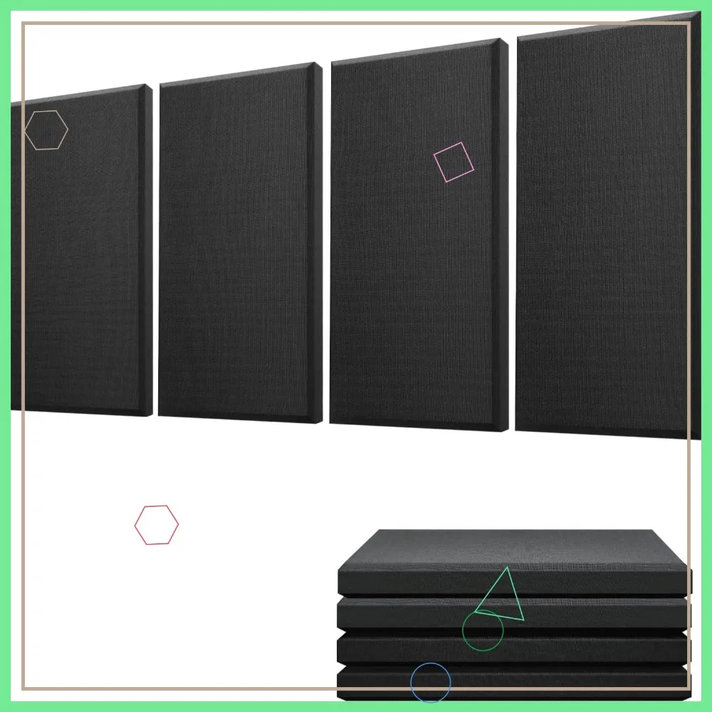 2.4" Thick Acoustic Panels 4 Pack, Self-Adhesive Sound Absorbing for Studio Office Home Theater
2.4" Thick Acoustic Panels 4 Pack, Self-Adhesive Sound Absorbing for Studio Office Home Theater