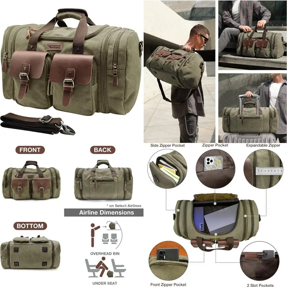 Расширяемая парусиновая кожаная дорожная спортивная сумка, вместимость 60 л, улучшенная ночная сумка Weekender, сумка для ручной клади для приключений
Расширяемая парусиновая кожаная дорожная спортивная сумка, вместимость 60 л, улучшенная ночная сумка Weekender, сумка для ручной клади для приключений