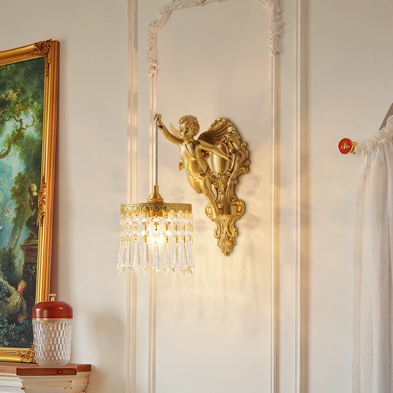 French Vintage Cherub Wall Lamps Crystal Tassel Brass Sconces Bedroom Bedside Living Room Aisle Study Decoration Lighting Lights
French Vintage Cherub Wall Lamps Crystal Tassel Brass Sconces Bedroom Bedside Living Room Aisle Study Decoration Lighting Lights