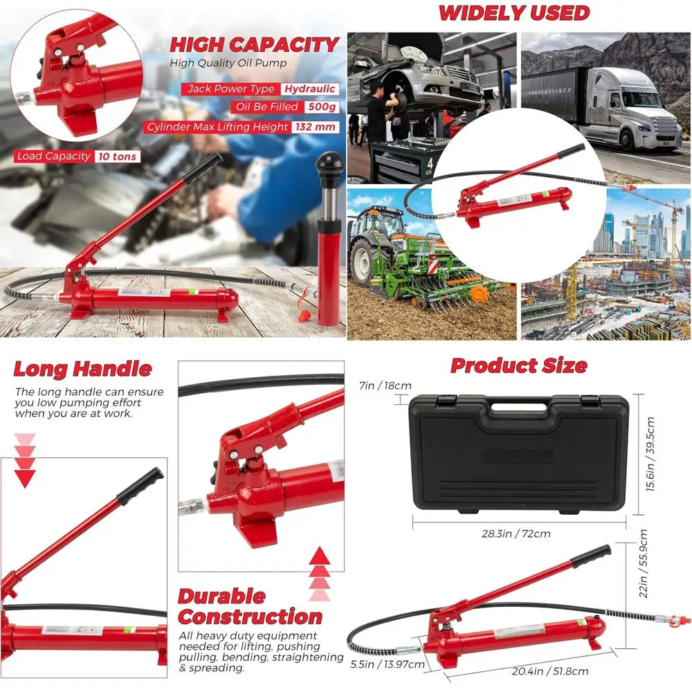 Гидравлический комплект мощностью 12 тонн с шлангом и кейсом для хранения, грузоподъемность 26 455 фунтов, набор инструментов для авторемонта повышенной прочности для легковых и грузовых автомобилей
Гидравлический комплект мощностью 12 тонн с шлангом и кейсом для хранения, грузоподъемность 26 455 фунтов, набор инструментов для авторемонта повышенной прочности для легковых и грузовых автомобилей