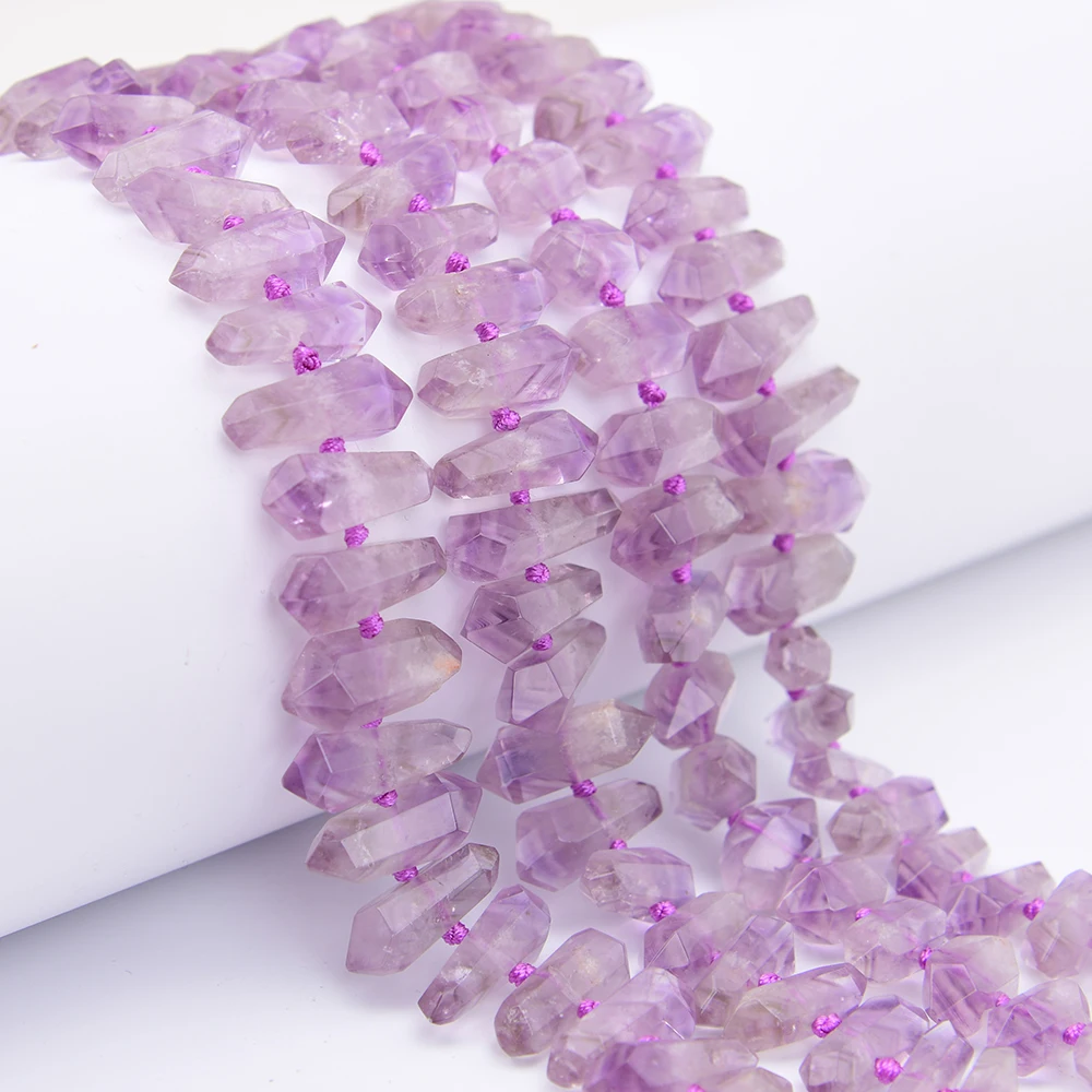 APDGG A+ Natural Purple Amethyst Quartzs Cutting Double Pointed Shaped Loose Pendant Beads 16'' Strand Jewelry DIY
APDGG A+ Natural Purple Amethyst Quartzs Cutting Double Pointed Shaped Loose Pendant Beads 16'' Strand Jewelry DIY