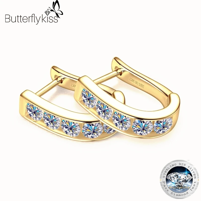 Butterflykiss Personaliz U-shaped Earring 0.5CT Moissanite Gold Plated 925 Sterling Sliver Wedding Huggie Jewelry For Women Men
Butterflykiss Personaliz U-shaped Earring 0.5CT Moissanite Gold Plated 925 Sterling Sliver Wedding Huggie Jewelry For Women Men