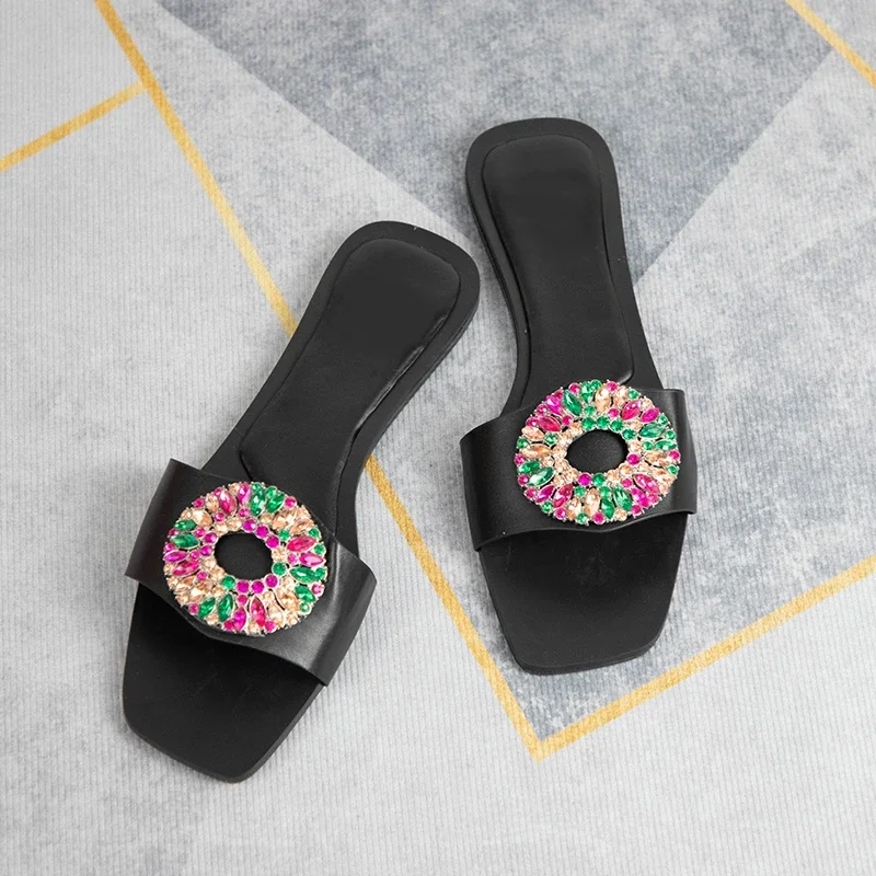 Laides Shoes 2024 Summer Flat Sandals for Women Luxury Colorful Diamond Brand Designer Fashion Beach Party Female Sandalias
Laides Shoes 2024 Summer Flat Sandals for Women Luxury Colorful Diamond Brand Designer Fashion Beach Party Female Sandalias