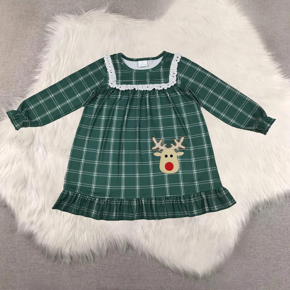 Baby Girls Green Checkered Christmas Knee-Length Nightgown Embroidery Deer Design Kids Plaid Christmas Dress for Girls
Baby Girls Green Checkered Christmas Knee-Length Nightgown Embroidery Deer Design Kids Plaid Christmas Dress for Girls