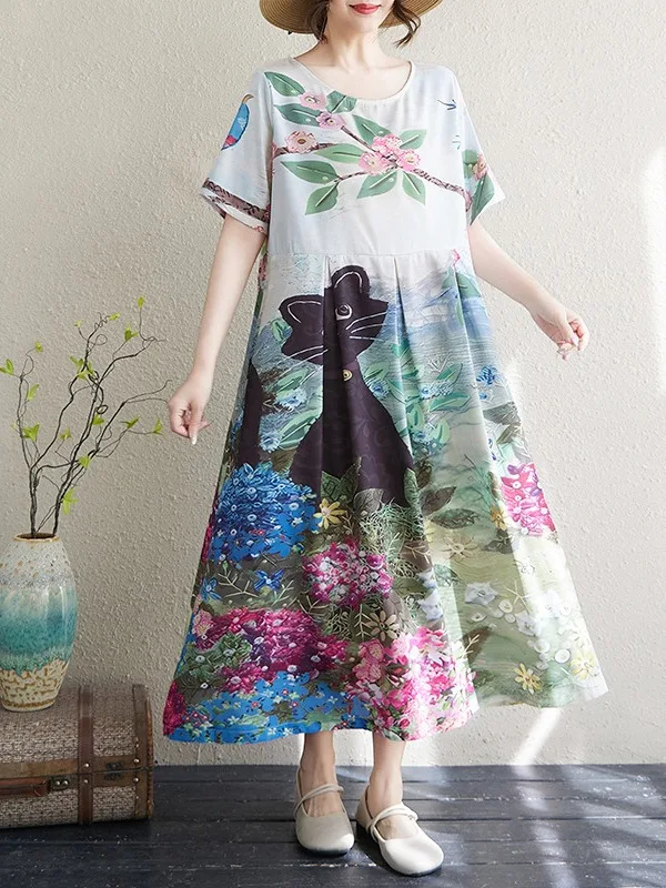 plus Size Women's Flower 3D Craft round Neck Loose Midi Casual Short Sleeve Dress Trendy Bamboo Cotton Commute Style
plus Size Women's Flower 3D Craft round Neck Loose Midi Casual Short Sleeve Dress Trendy Bamboo Cotton Commute Style