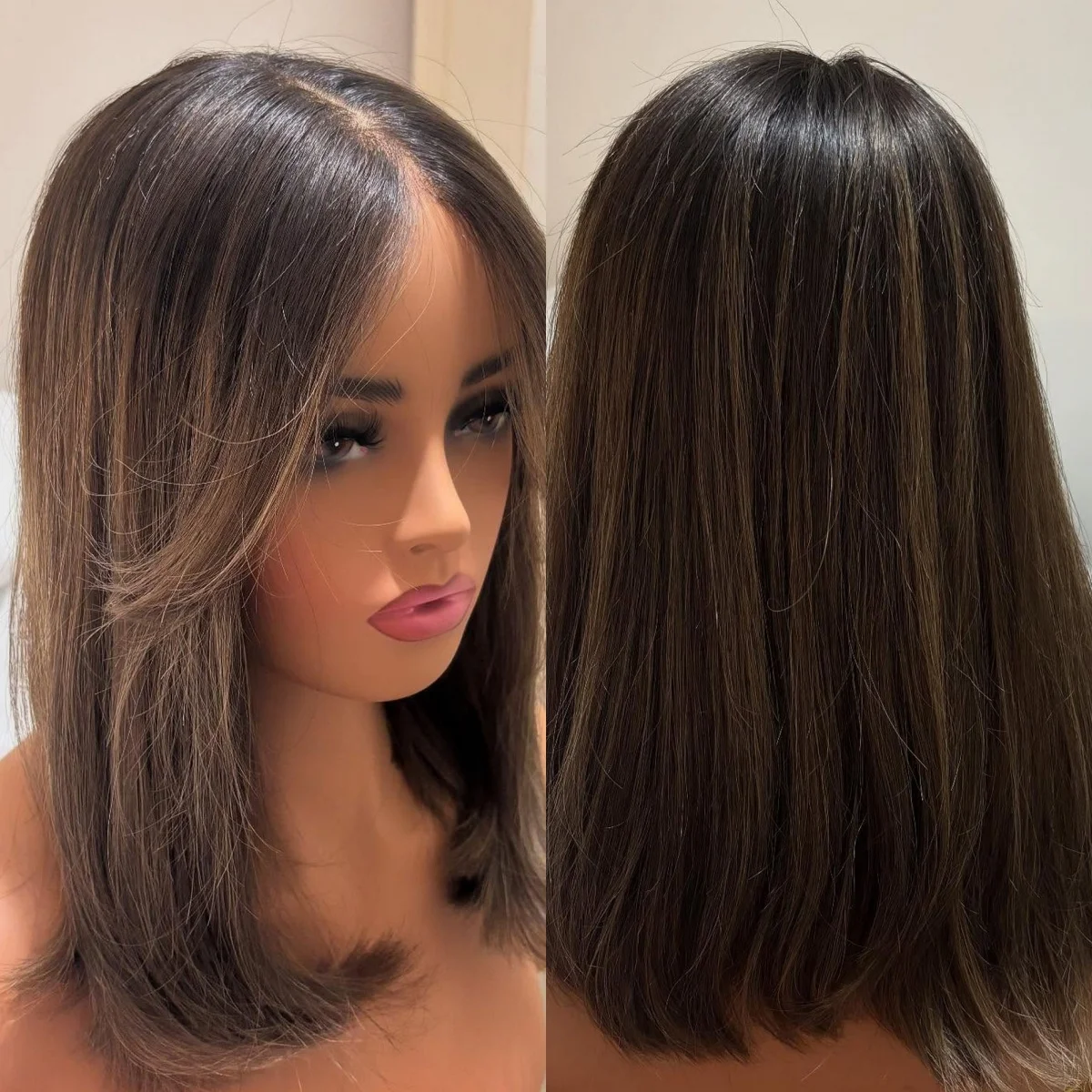 14-дюймовые темно-коричневые с бликами, синтетические кружевные фронтальные парики, многослойные натуральные прямые бесклеевые парики боб для женщин, повседневное использование
14-дюймовые темно-коричневые с бликами, синтетические кружевные фронтальные парики, многослойные натуральные прямые бесклеевые парики боб для женщин, повседневное использование