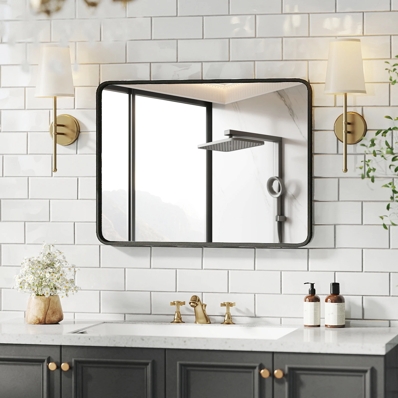 JHK 24x36 Inch Large Rectangle Vanity Framed Mirror for Wall Matte Metal Framed Modern Mirror Tempered Glass For Living Room
JHK 24x36 Inch Large Rectangle Vanity Framed Mirror for Wall Matte Metal Framed Modern Mirror Tempered Glass For Living Room