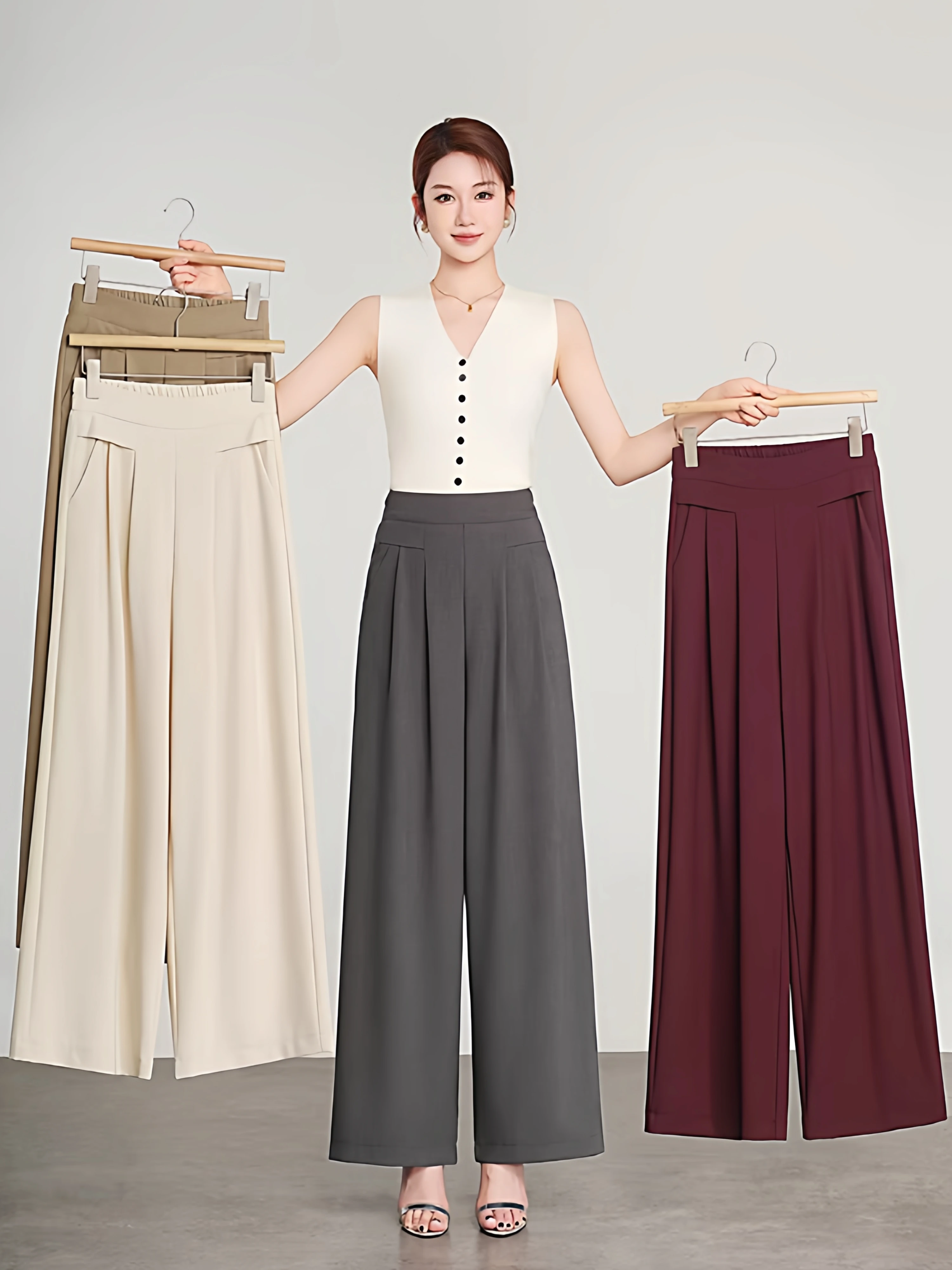 High Waist Wide Leg Pants Women's Summer Thin Anti-Wrinkle Linen Pants Loose Straight Cut Trousers for Mothers
High Waist Wide Leg Pants Women's Summer Thin Anti-Wrinkle Linen Pants Loose Straight Cut Trousers for Mothers