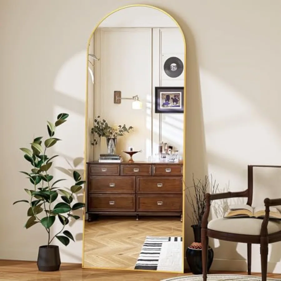 56" x 21" Arch Full Length Mirror - Floor Full Body Mirror with Aluminum Frame - Standing Leaning or Hanging for Bedroom Living
56" x 21" Arch Full Length Mirror - Floor Full Body Mirror with Aluminum Frame - Standing Leaning or Hanging for Bedroom Living