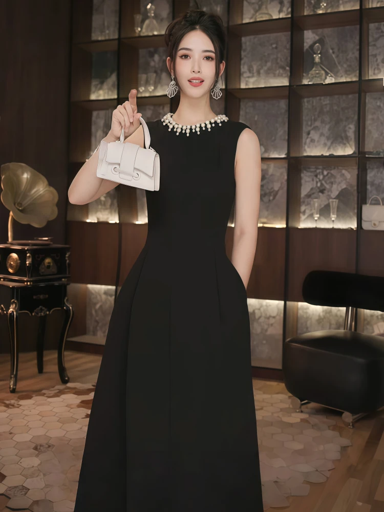Elegant Black Dress for Important Occasions Birthday Party Banquet High Waist Midi Skirt Sleeveless Zipper Closure Women's Dress
Elegant Black Dress for Important Occasions Birthday Party Banquet High Waist Midi Skirt Sleeveless Zipper Closure Women's Dress