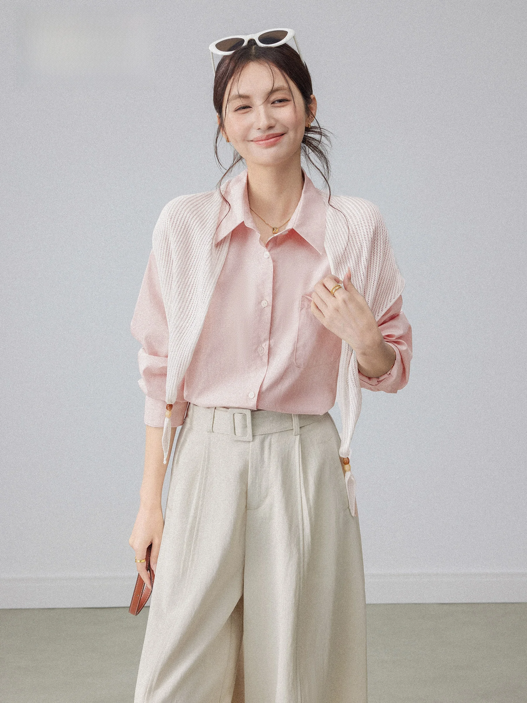 Pink Collar Shawl Long Sleeve Women's Shirt Spring New Style Casual Loose Top High Sensation Korean Unique Female Garment
Pink Collar Shawl Long Sleeve Women's Shirt Spring New Style Casual Loose Top High Sensation Korean Unique Female Garment