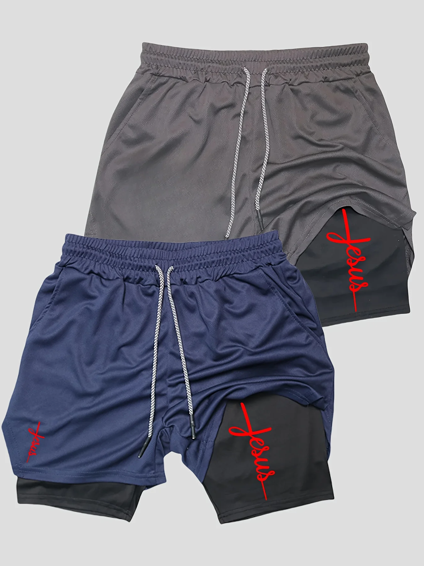 2pcs 2-in-1 Double Layer Letter Print Men's Casual Sports Shorts Waistband Drawstring Suitable Ideal Summer Casual Wear Hiking
2pcs 2-in-1 Double Layer Letter Print Men's Casual Sports Shorts Waistband Drawstring Suitable Ideal Summer Casual Wear Hiking