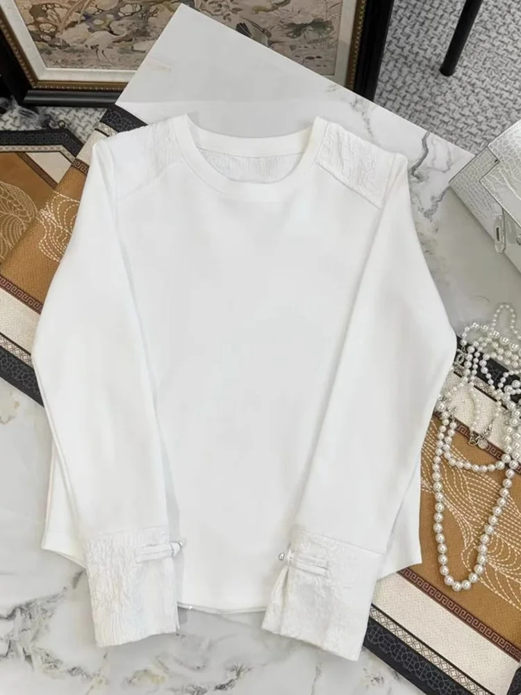 New Chinese Style White Long Sleeve Shoulder T-Shirt Women's Loose Casual Slimming Base Shirt Spring Season Inner Wear Top
New Chinese Style White Long Sleeve Shoulder T-Shirt Women's Loose Casual Slimming Base Shirt Spring Season Inner Wear Top