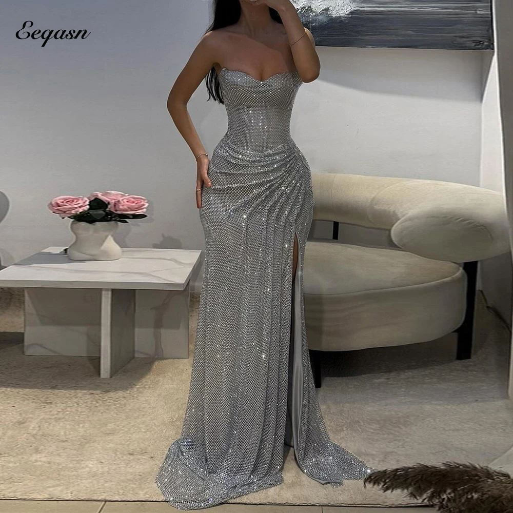 Customized Strapless Glitter Prom Dresses Side Split Sleeveless vestidos de noiva Floor-Length Formal Evening Gown Mermaid
Customized Strapless Glitter Prom Dresses Side Split Sleeveless vestidos de noiva Floor-Length Formal Evening Gown Mermaid