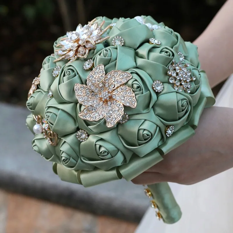 New Sage Ribbon Bouquet Wedding Ribbon Gold Rhinestone Bouquet, Wedding Bouquet W319Y
New Sage Ribbon Bouquet Wedding Ribbon Gold Rhinestone Bouquet, Wedding Bouquet W319Y