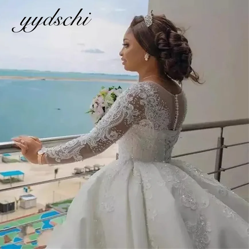 Роскошное кружевное бальное платье с круглым вырезом и аппликацией по индивидуальному заказу, свадебные платья 2025, свадебные платья со шлейфом, Vestidos De Noiva
Роскошное кружевное бальное платье с круглым вырезом и аппликацией по индивидуальному заказу, свадебные платья 2025, свадебные платья со шлейфом, Vestidos De Noiva