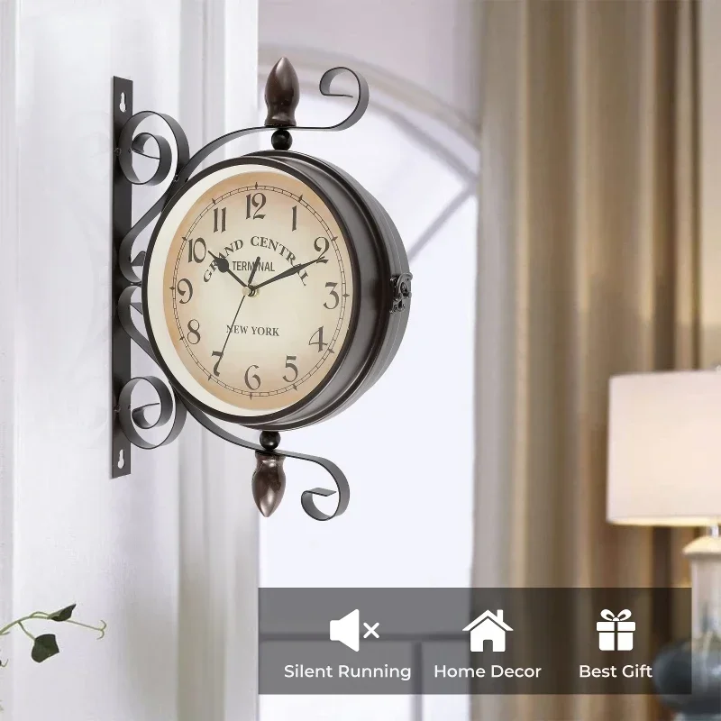 8 inch Antique-Look Wall Hanging Double Sided Clock Retro Station Clock Round Chandelier Scroll Wall Mount Home Decor Wall Clock
8 inch Antique-Look Wall Hanging Double Sided Clock Retro Station Clock Round Chandelier Scroll Wall Mount Home Decor Wall Clock