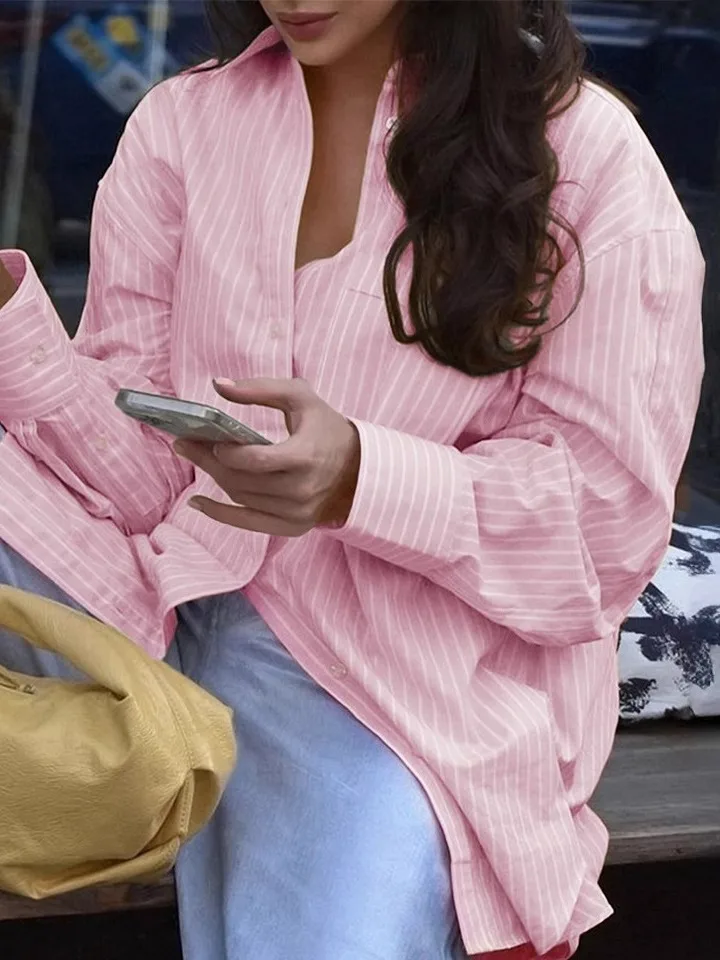 Women's Button-Up Striped Contrast Color irt Casual Sle Long Sve Regular Fit irt for Summer Season
Women's Button-Up Striped Contrast Color irt Casual Sle Long Sve Regular Fit irt for Summer Season