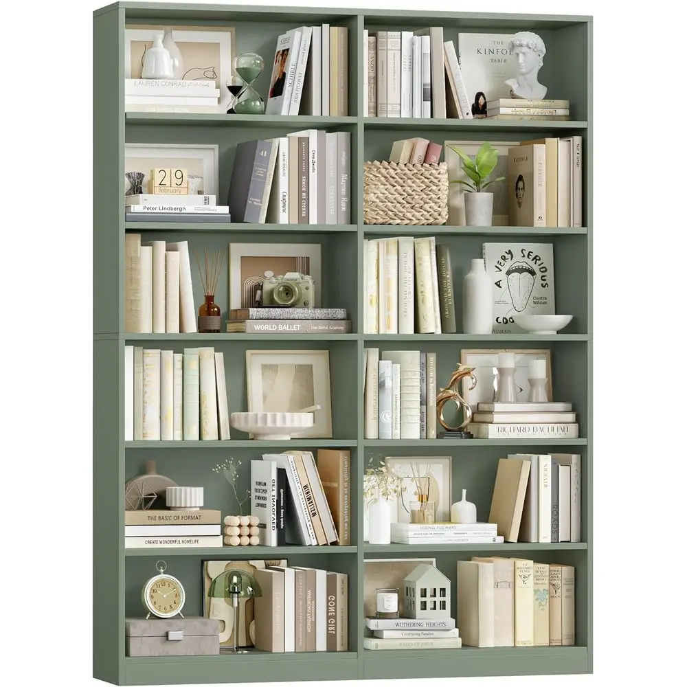 6-Tier Double Wide Bookshelf, Freestanding Display Storage, Tall Bookcases for Home Decor, Bedroom, Living Room, Green
6-Tier Double Wide Bookshelf, Freestanding Display Storage, Tall Bookcases for Home Decor, Bedroom, Living Room, Green