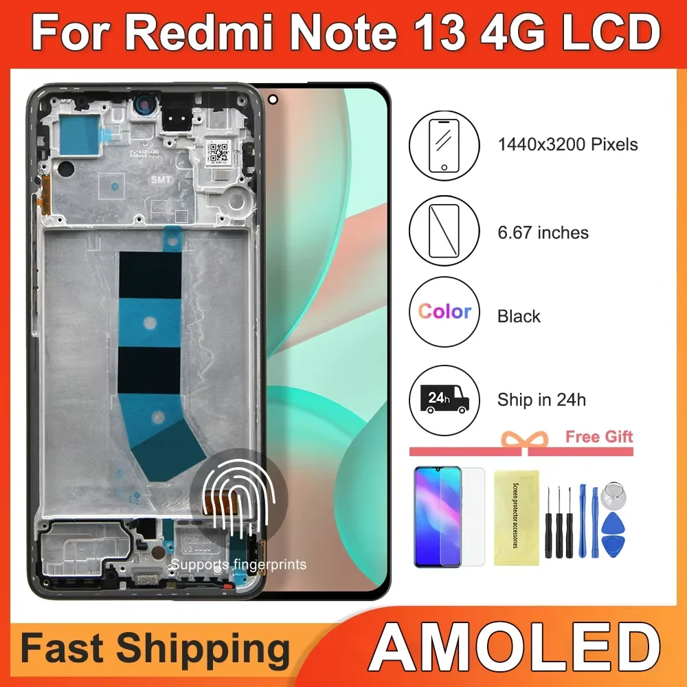 Для Xiaomi Redmi Note 13 4G 6,67 ''AMOLED ЖК-дисплей с рамкой и дигитайзером сенсорного экрана в сборе 23129RAA4G 23124RA7EO
Для Xiaomi Redmi Note 13 4G 6,67 ''AMOLED ЖК-дисплей с рамкой и дигитайзером сенсорного экрана в сборе 23129RAA4G 23124RA7EO
