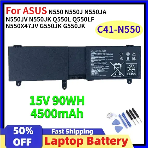 C41-N550 4500mAh Laptop Battery For ASUS N550 N550J N550JA N550JV N550JK Q550L Q550LF N550X47JV G550JK G550JK 15V 90WH