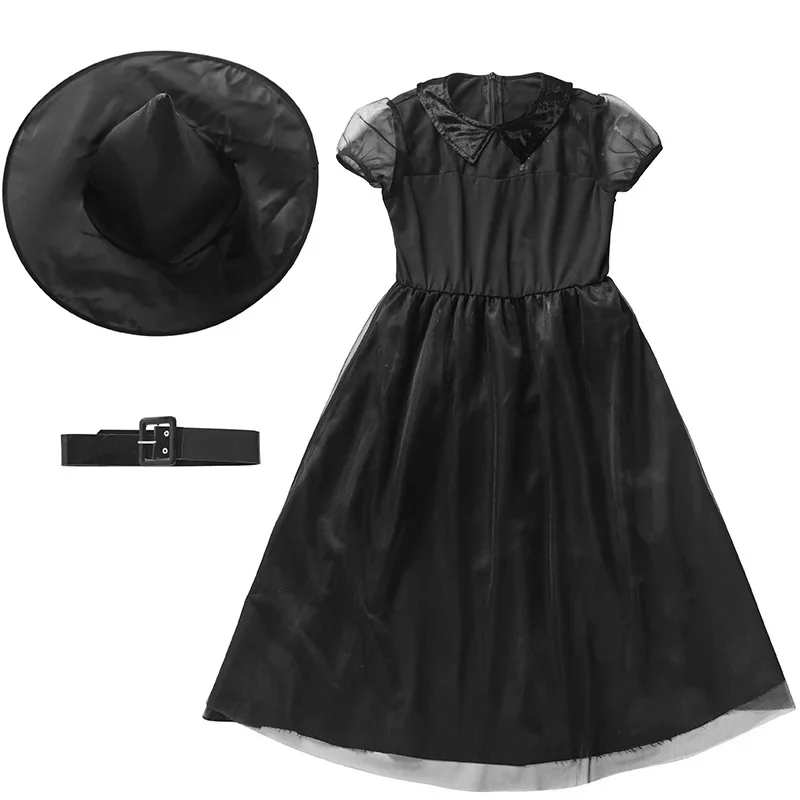 Witch Costume Black Sexy Mesh Dress Kids Halloween Cosplay Girls Dress Hat Gloves Stage Performance Costumes Carnival
Witch Costume Black Sexy Mesh Dress Kids Halloween Cosplay Girls Dress Hat Gloves Stage Performance Costumes Carnival