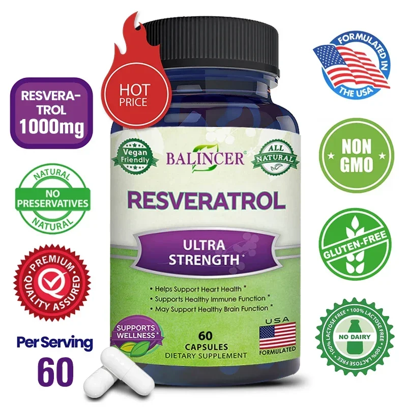 Balincer Resveratrol Complex - Helps Support Cardiovascular Health, Immune System, Skin Radiance, Antioxidant
Balincer Resveratrol Complex - Helps Support Cardiovascular Health, Immune System, Skin Radiance, Antioxidant