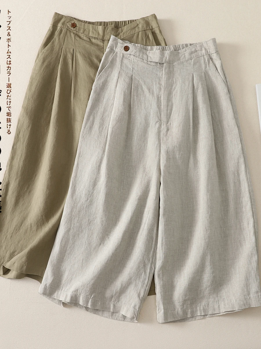 High Waist Loose Fit Color Linen Straight Leg Pants Large Size Women's Seven-Foot Wide Leg One-BUTTON Casual Trousers
High Waist Loose Fit Color Linen Straight Leg Pants Large Size Women's Seven-Foot Wide Leg One-BUTTON Casual Trousers