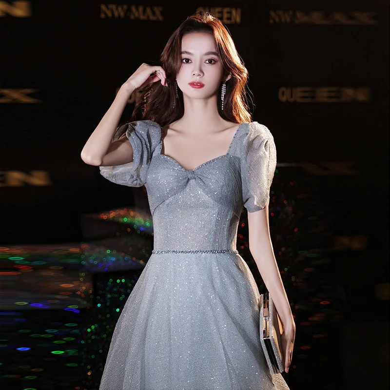 Grey Sequin Evening Dress Women Square Neck Bubble Sleeve Applique Prom Gown Elegant Modern Sweet Cocktail Dresses
Grey Sequin Evening Dress Women Square Neck Bubble Sleeve Applique Prom Gown Elegant Modern Sweet Cocktail Dresses
