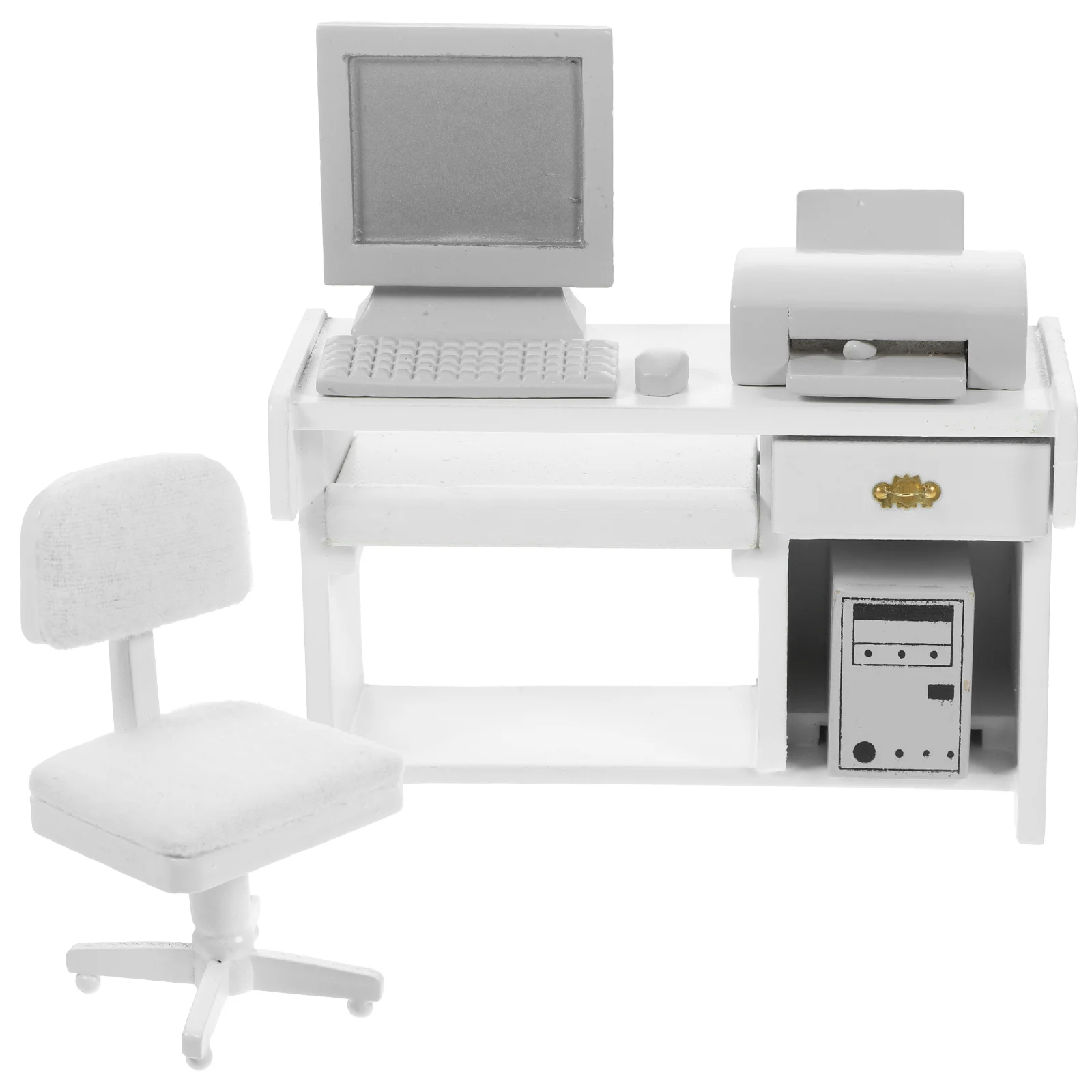 1 Set Miniature Furniture Models White Desk Chair Computer Mouse Keyboard Printer Office Scene House Miniatures Wood Toy
1 Set Miniature Furniture Models White Desk Chair Computer Mouse Keyboard Printer Office Scene House Miniatures Wood Toy