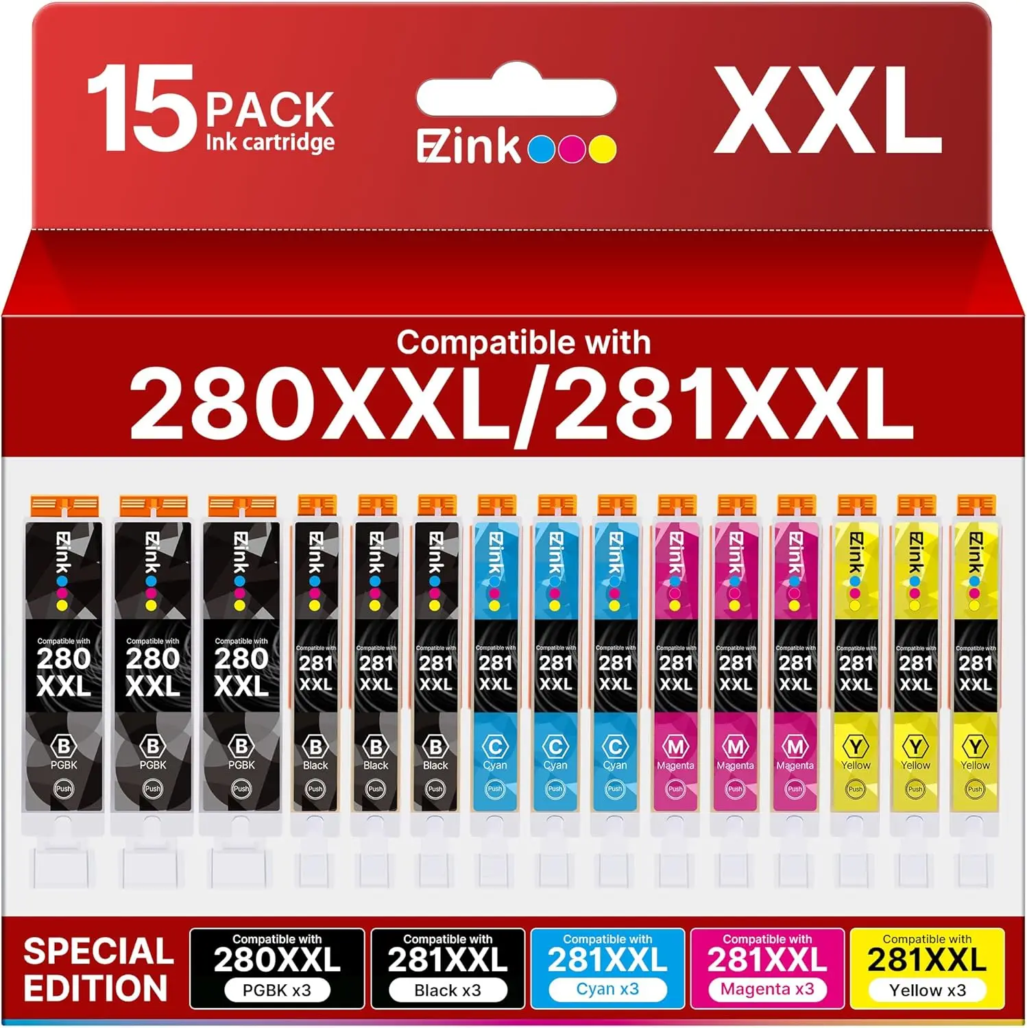 15-Pack High-Capacity Ink Cartridges for Canon TR/TS Series Printers, Compatible with Models TR8620a, TR8520, TS702a, and More
15-Pack High-Capacity Ink Cartridges for Canon TR/TS Series Printers, Compatible with Models TR8620a, TR8520, TS702a, and More