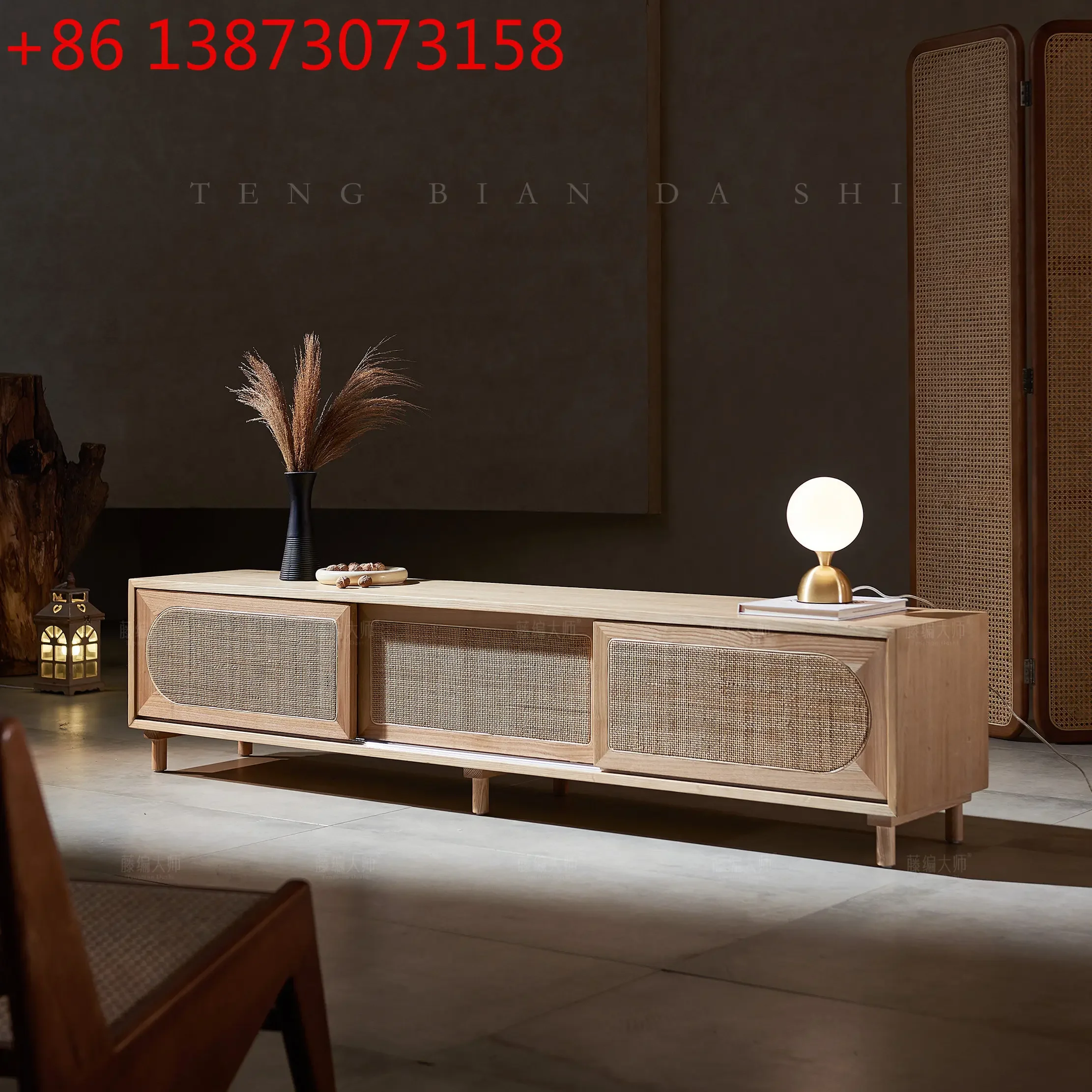 Japanese simple rattan solid wood small apartment floor log storage cabinet
Japanese simple rattan solid wood small apartment floor log storage cabinet