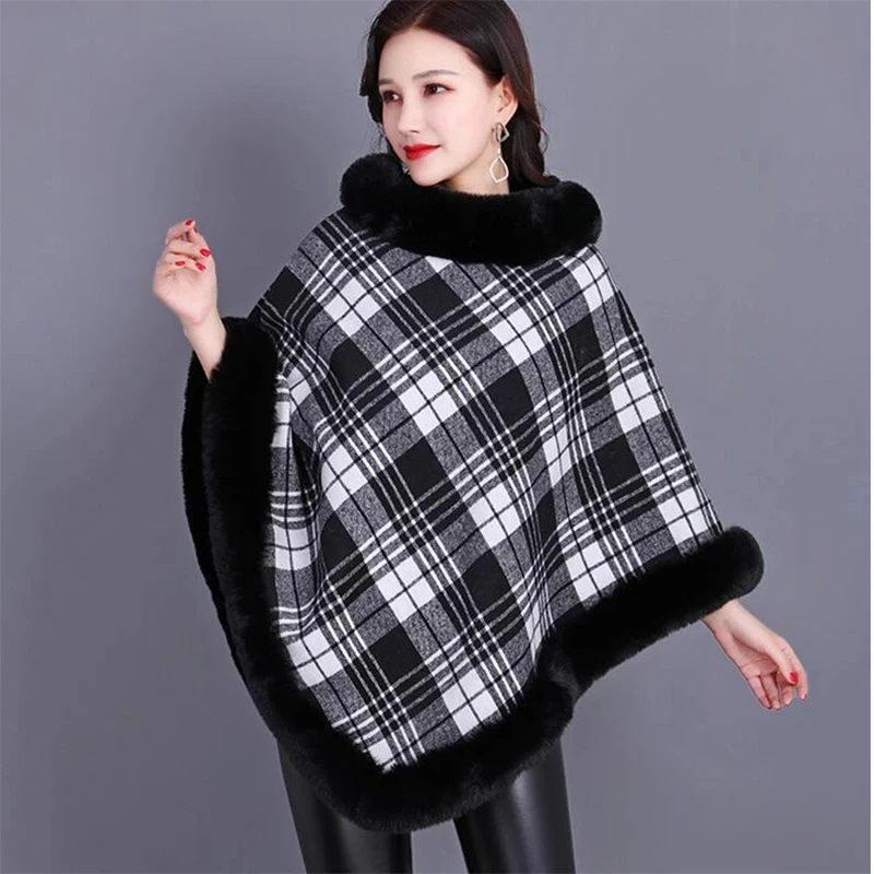 2025 Autumn Winter Elegant Lady Fluffy Top Thick Wamrm Women's Clothes Women Capes Striped Plaid Poncho Winter Faux Fur Coat
2025 Autumn Winter Elegant Lady Fluffy Top Thick Wamrm Women's Clothes Women Capes Striped Plaid Poncho Winter Faux Fur Coat
